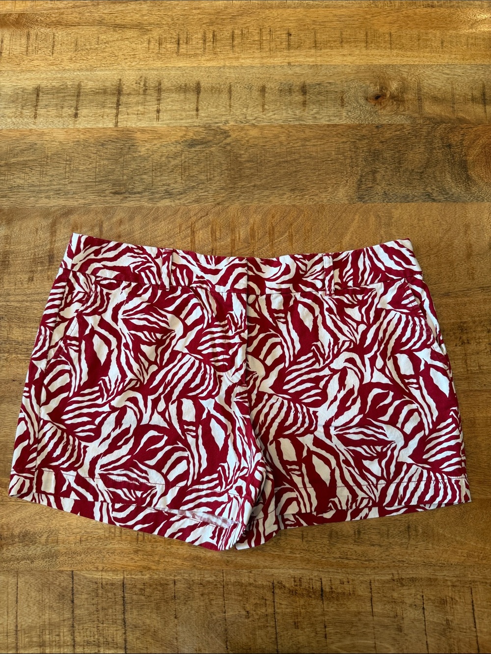 LOFT outlet Red and White Printed Bermuda Shorts, 4 inch inseam